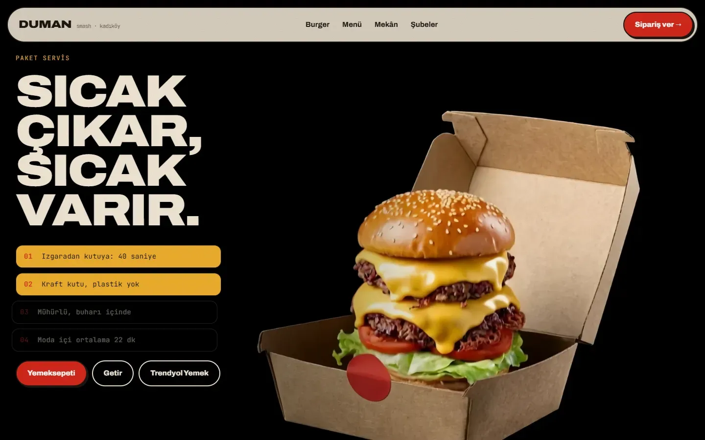 Delivery scene: the box and the burger